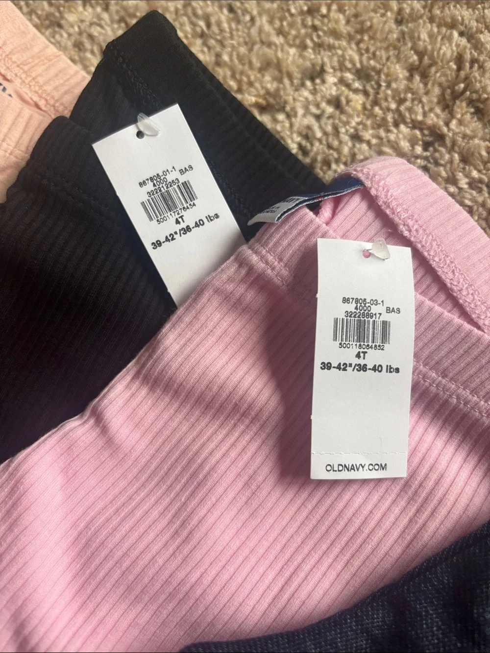 Old Navy Girls' Leggings Pack - Gray, Blush, Black, Pink, Faux Jean